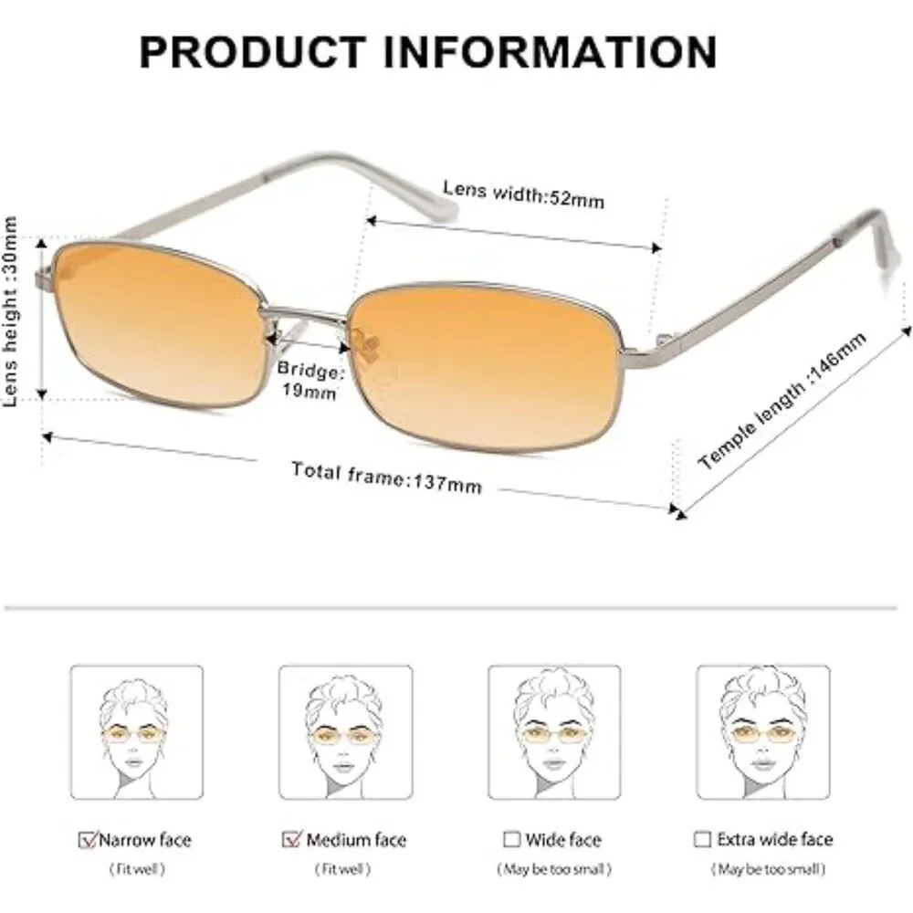 Trendy Small Y2K Rectangle Sunglasses for Women and Men Retro SJ1187